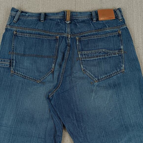 Sean Jean Vintage Carpenter Jeans Mens 40X30 Blue Wash Double Knee Wide Skater - Picture 8 of 14